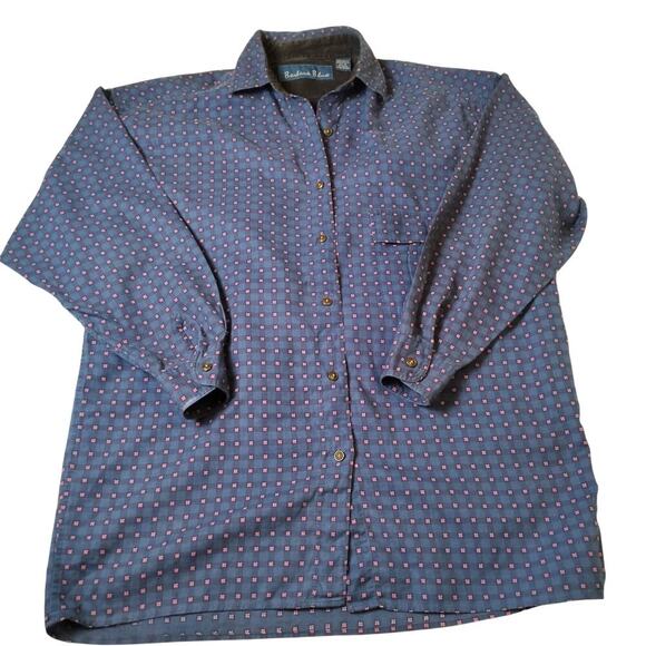 Vintage Barbara Blue Blue and Pink Plaid Patterned Button Down, Small - Picture 3 of 9
